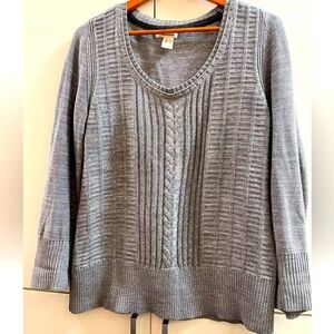 DKNY Jeans Women Pullover Sweater Knit Top Size Large Grey Cotton Blend Sz L